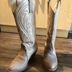Cream and tan authentic cowboy boots